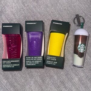 Starbucks Vibrant Cold Cup Key Chains Set Bundle (4)